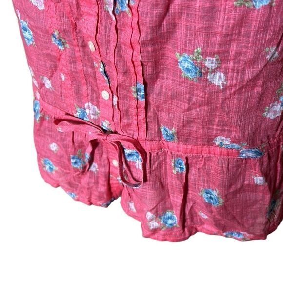 Abercrombie & fitch tank top floral drawstring waist pleat fairy medium garden - Picture 2 of 5